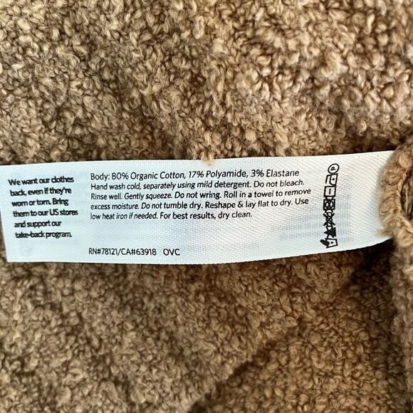 Eileen Fisher Organic Cotton Boucle Funnel Neck Sweater in Tan Size Medium Cozy - Picture 6 of 6